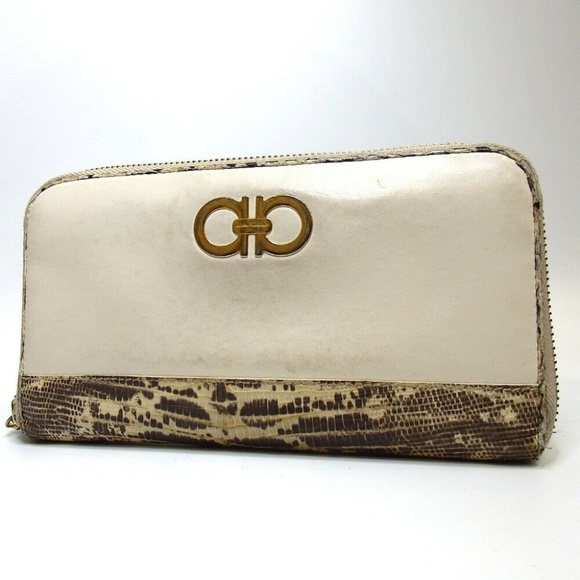 Salvatore Ferragamo Gancini snake zip purse wallet